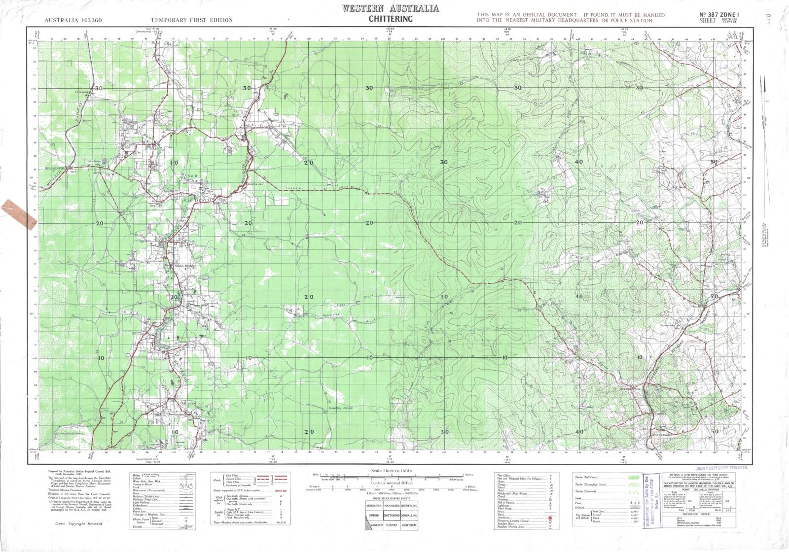 Cadastral / topographic map Culham to South Bindoon
