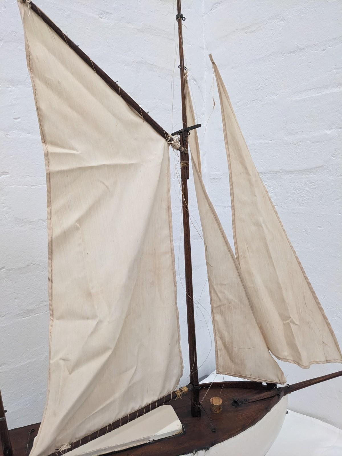 TOY: WOODEN SAILING SHIP WITH STAND, SEDGWICK FAMILY