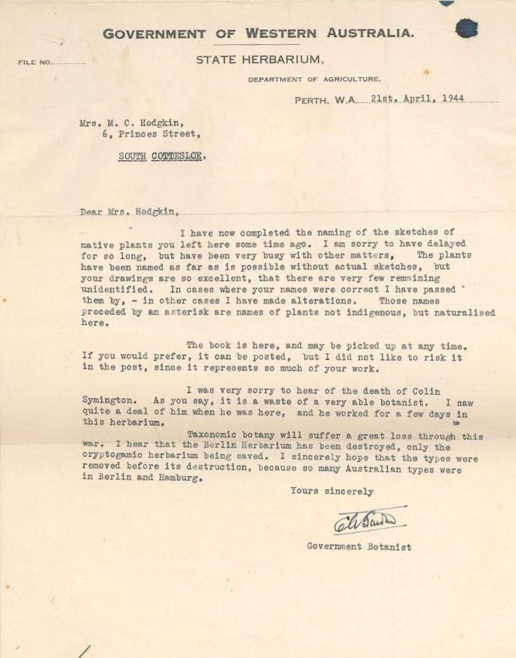 Letter from Government Botanist_ April 1944