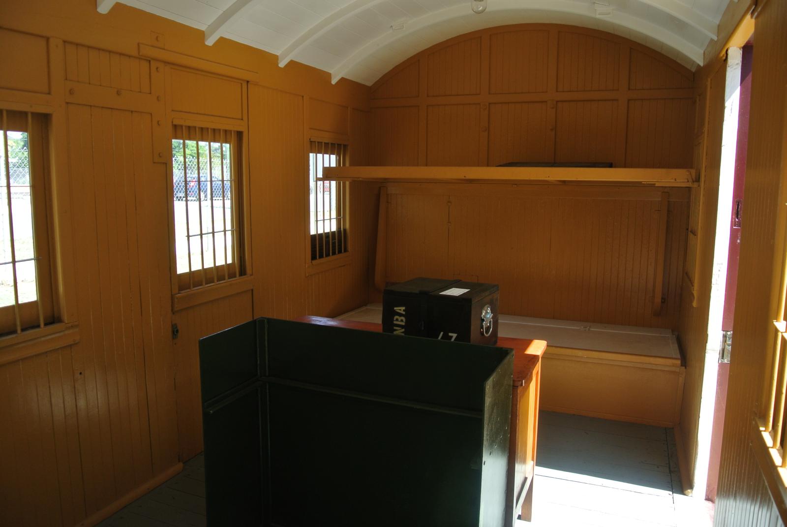 Internal view of Bullion Van showing bunks where bank officers slept