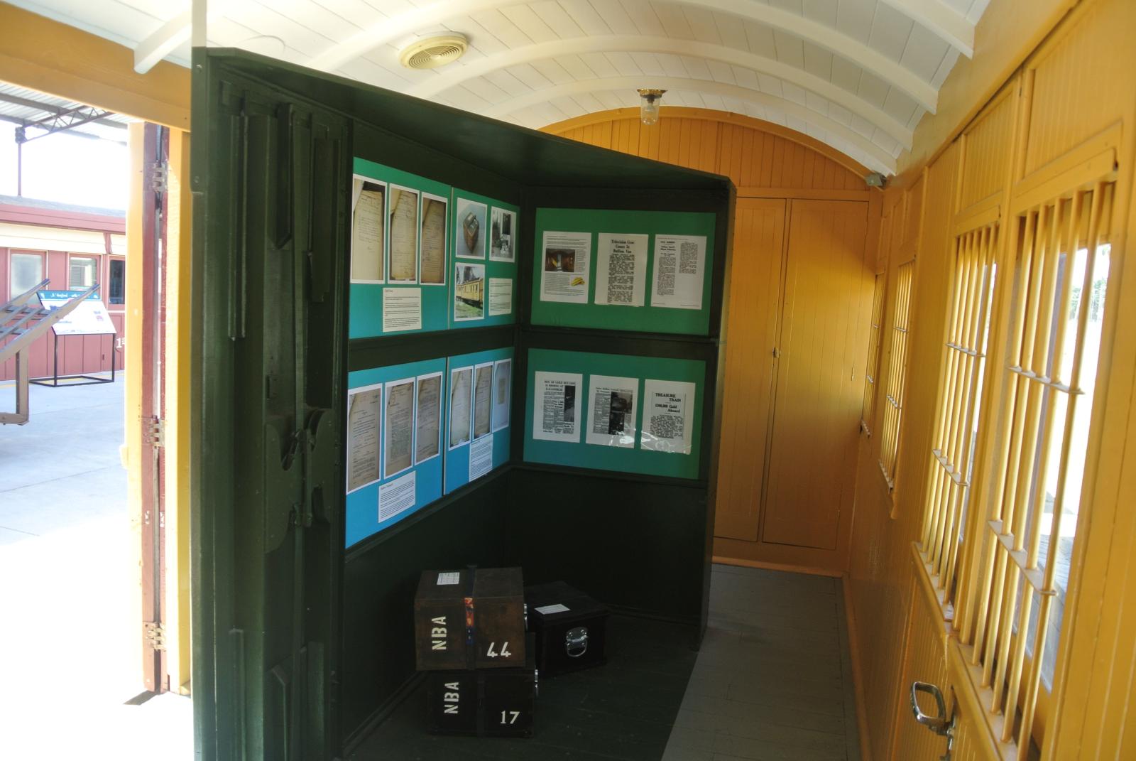 interior view of Bullion van with frame of outline of the size of the safe used for the gold bullion.