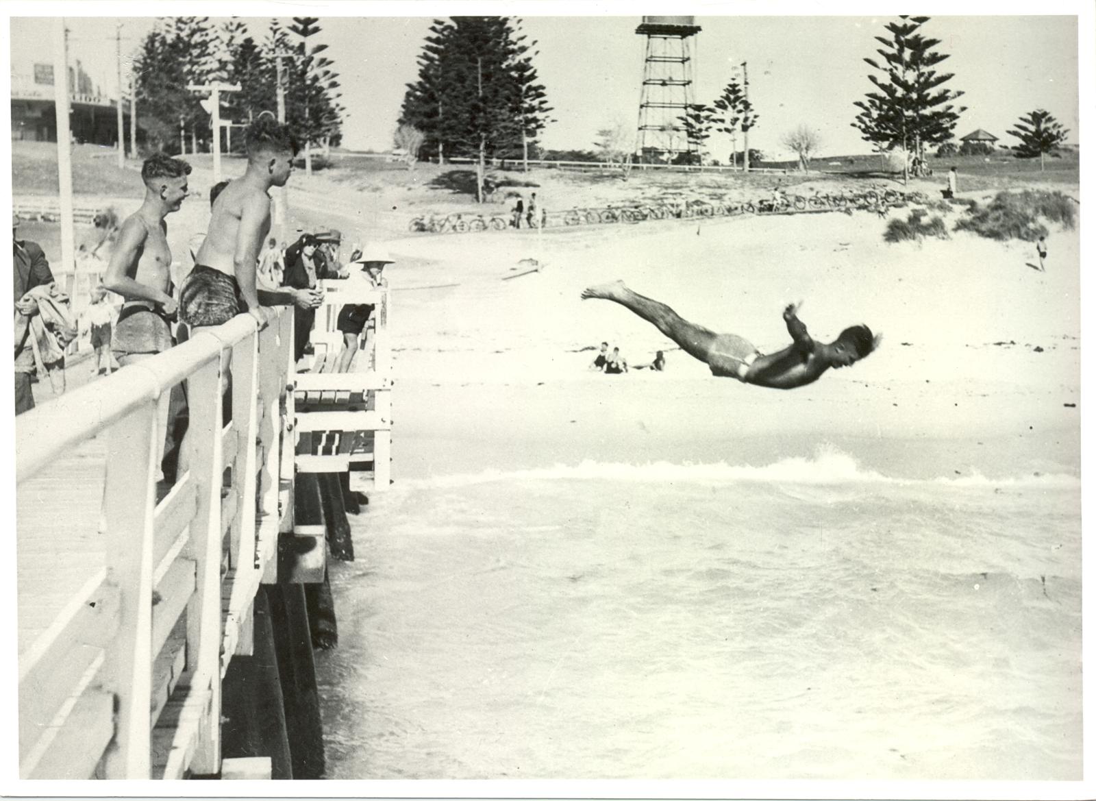 Diving from Cottesloe Jetty.