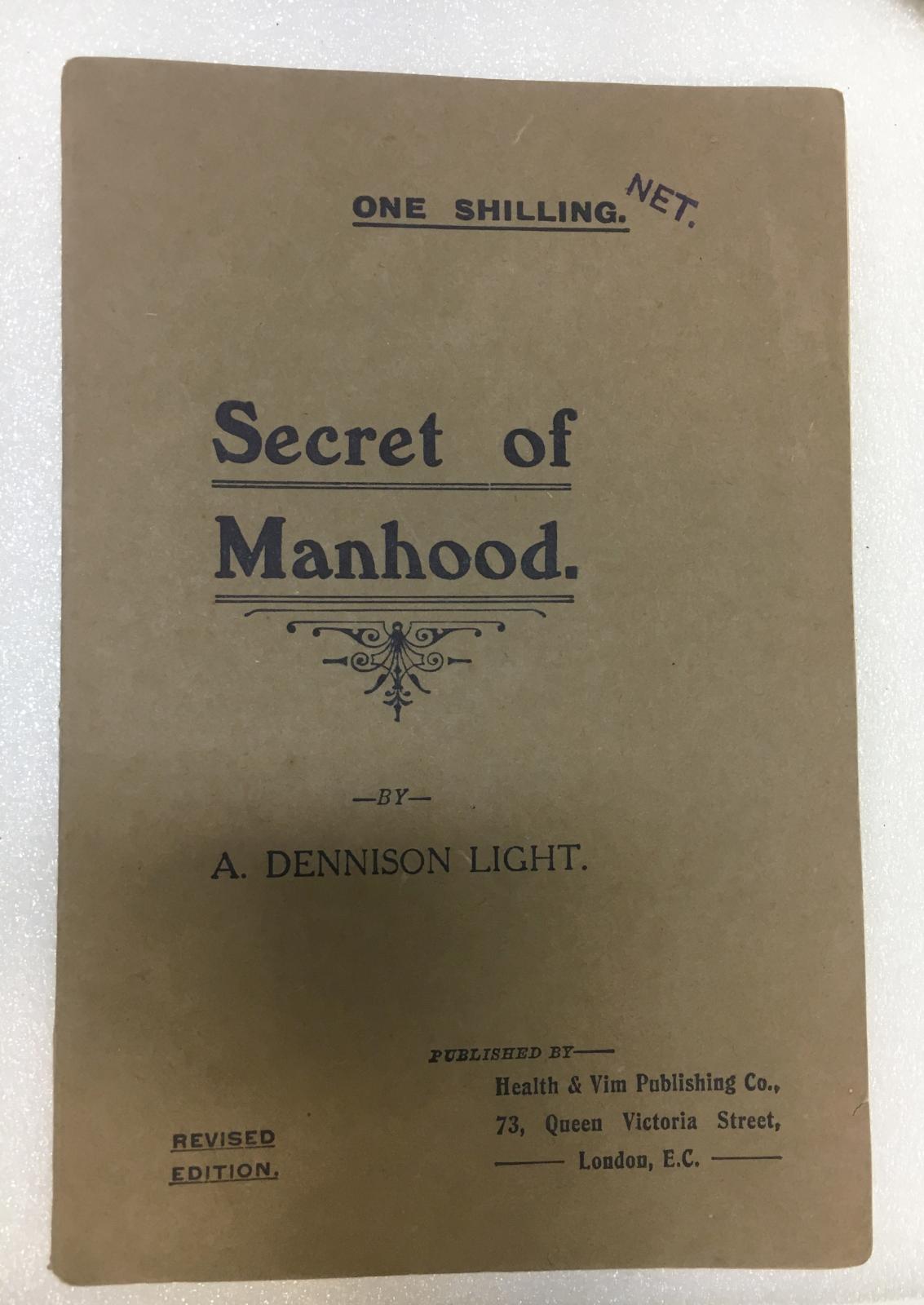 Small paper back book entitled Secret of Manhood