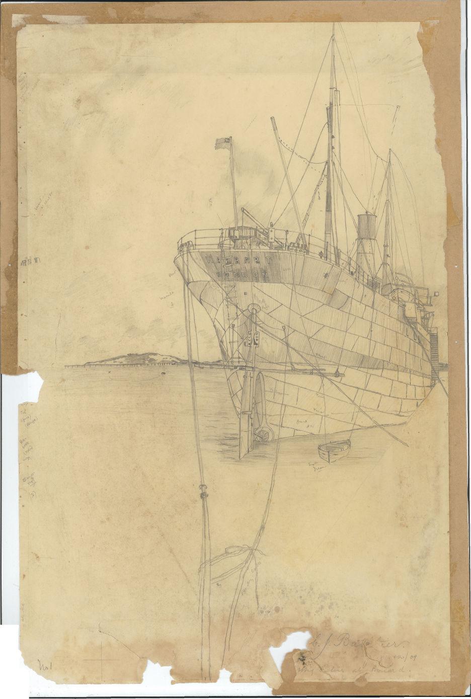 SS Harbart pencil sketch.