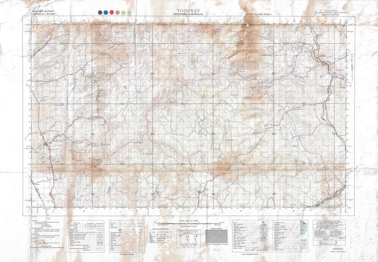 Topographic map, Toodyay to Pearce Air Base