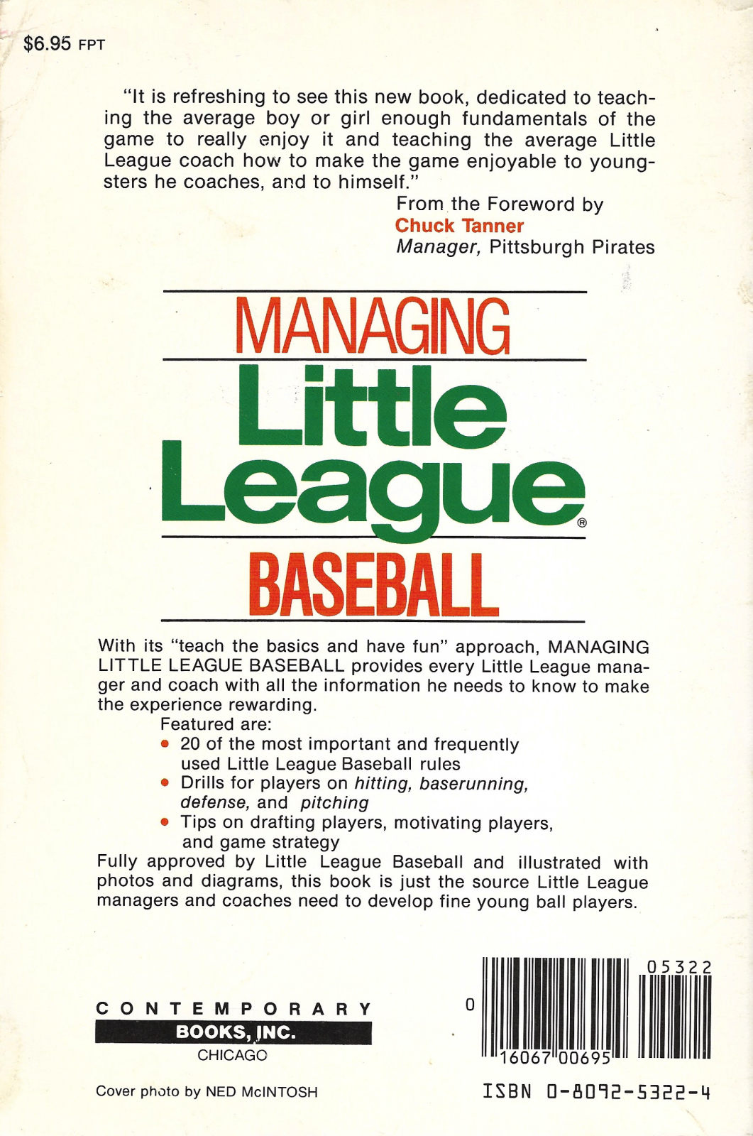 Book - 'Managing Little League Baseball' - back cover