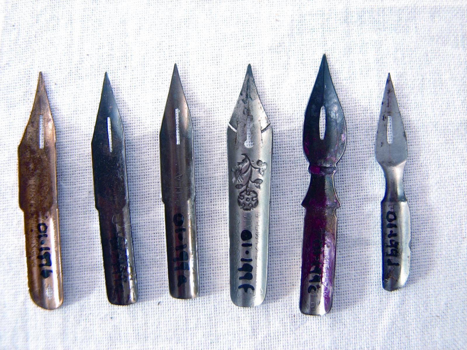 Six pen nibs