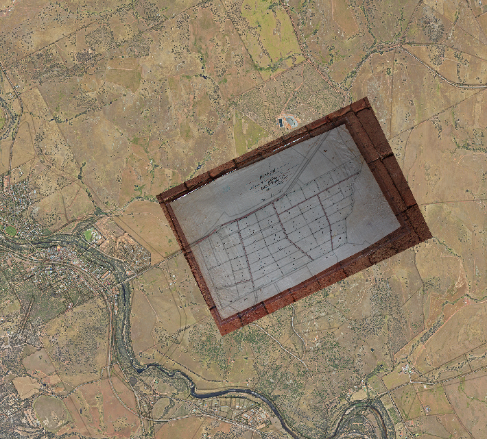 1910 Avon Location U2 subdivision overlaid onto 2020 aerial image