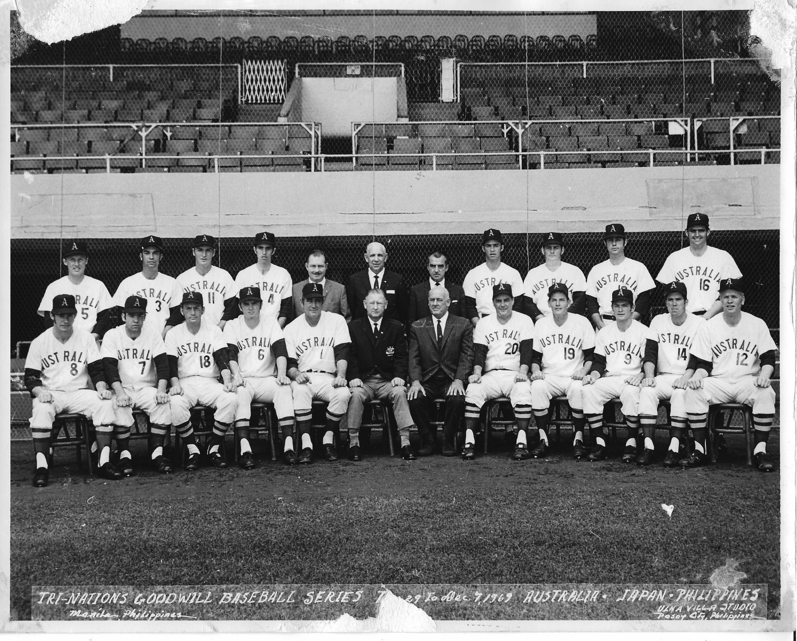 1969 Australian Team at Tri-Nations Goodwill Baseball Series