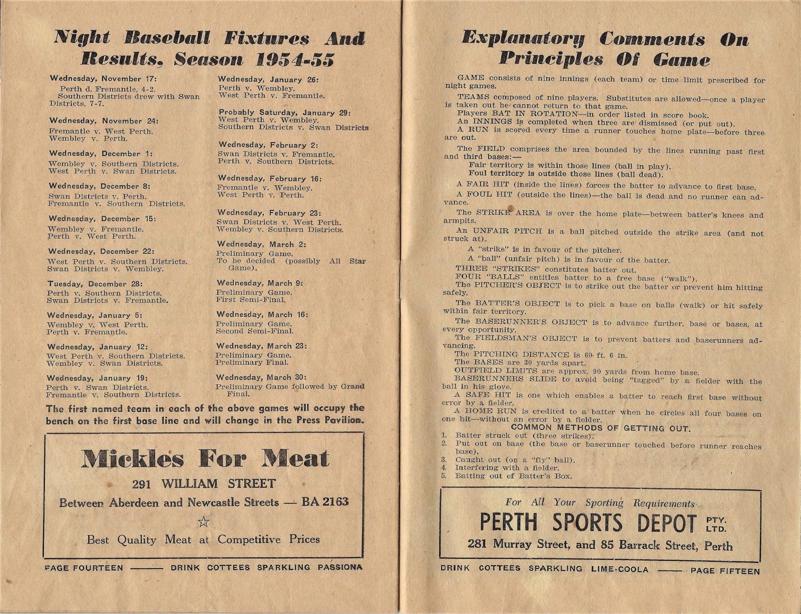 1954 'Night Baseball News' Vol. 1. No. 2.