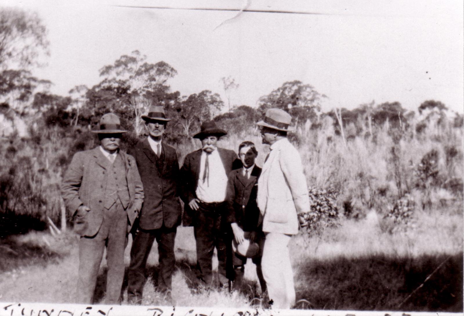 Tunney Picnic - 1/2/1922  L - RTunney Picnic - 1/2/1922  L - R: Wills-Johnson, Bowman, GK Brown, ?, ?.  Tunney.: Wills-Johnson, Bowman, GK Brown, ?, ?.  Tunney.