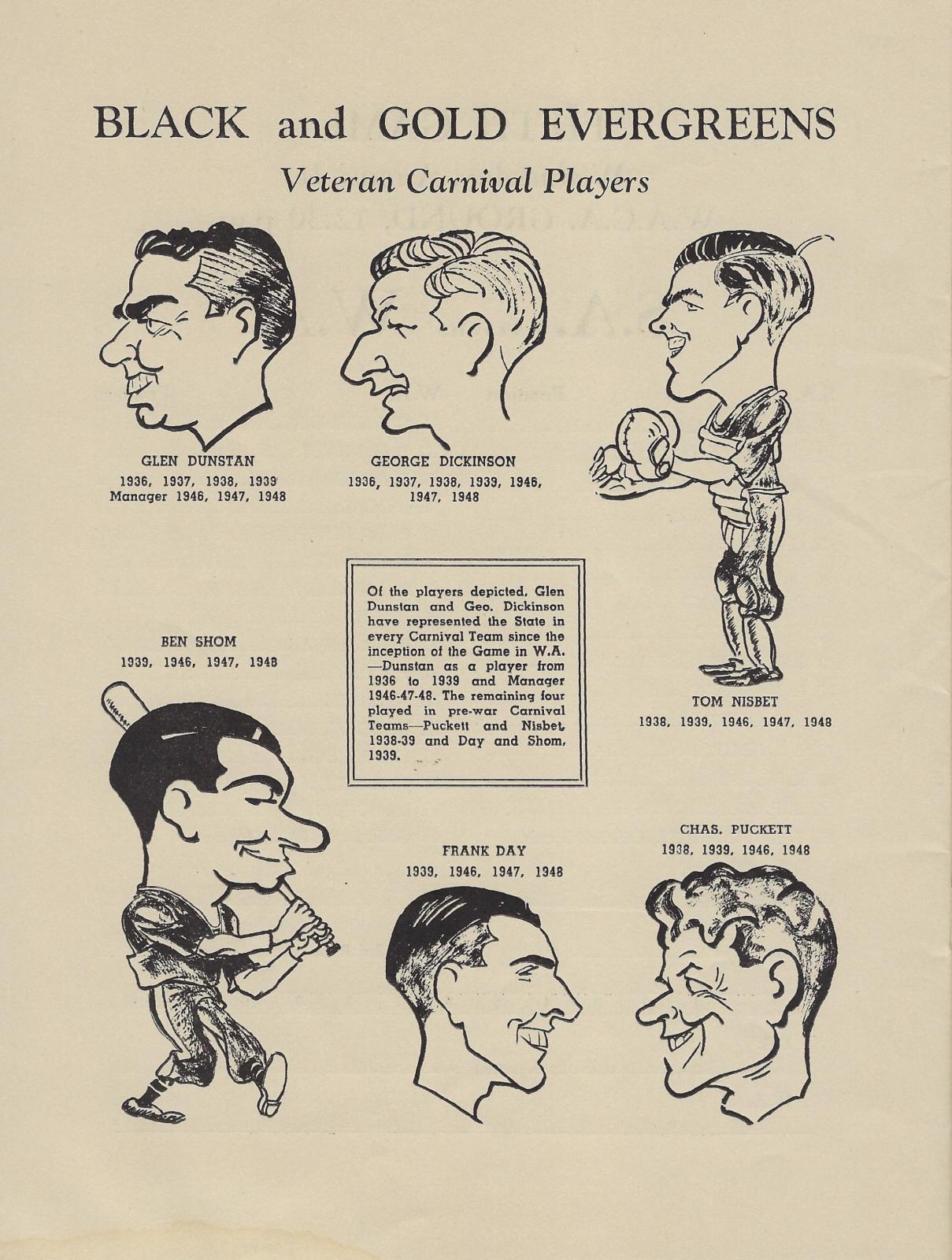 1948 Australian Baseball Championship Series programme (WA team caricatures)