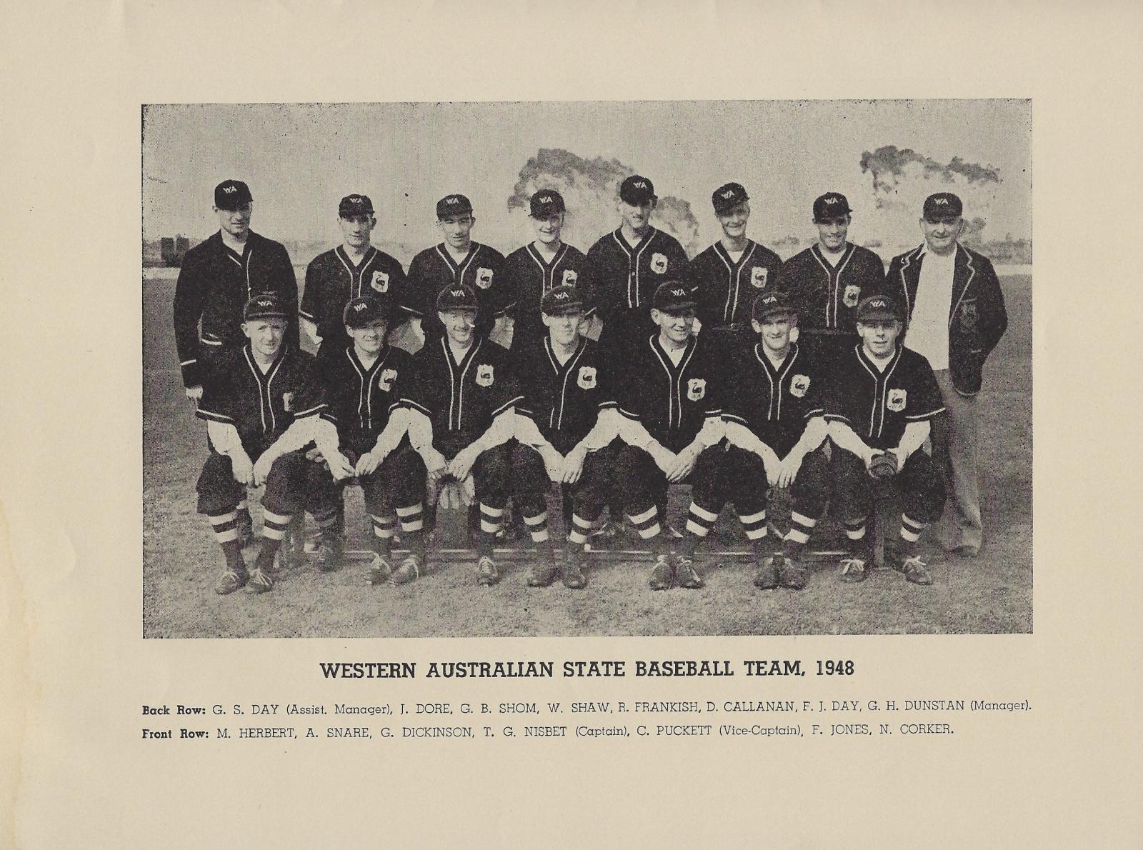 1948 Australian Baseball Championship Series programme (WA team photograph))