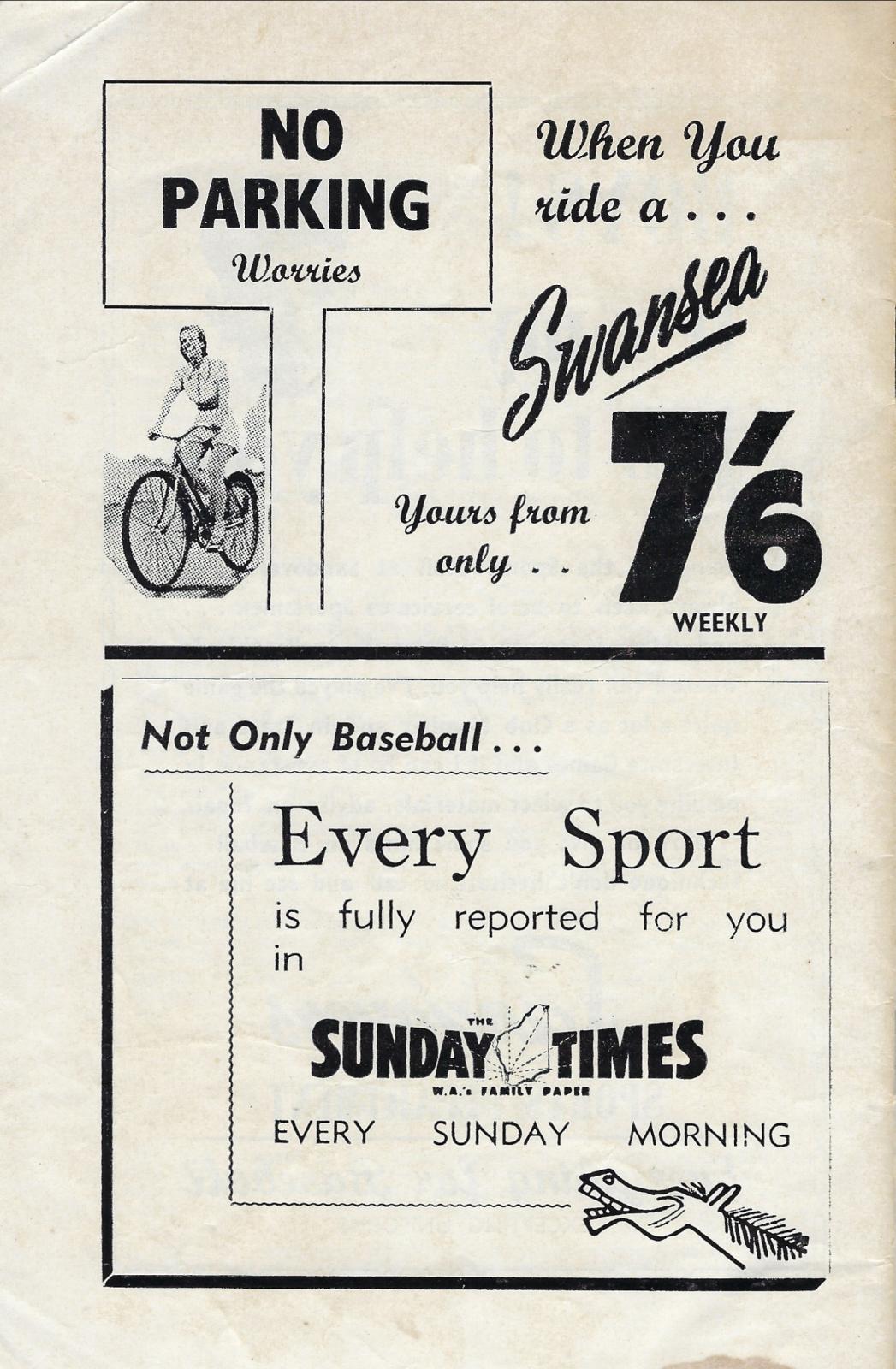 1957 Australian Baseball Championship Series (back cover)