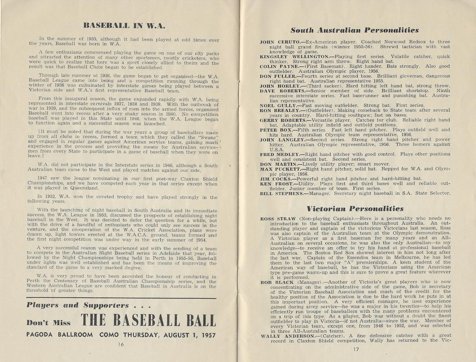 1957 Australian Baseball Championship Series (Baseball in WA)