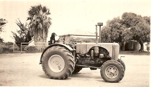 Dog sitting on a tractor