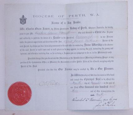 License Certificate for a Lay Reader