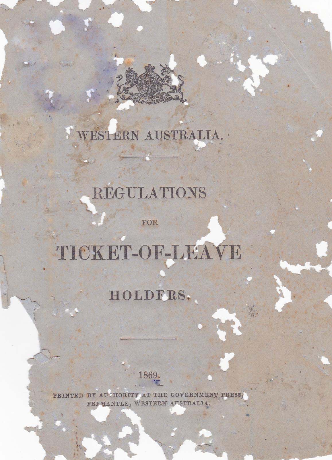 Ticket-of-Leave Regulations Book