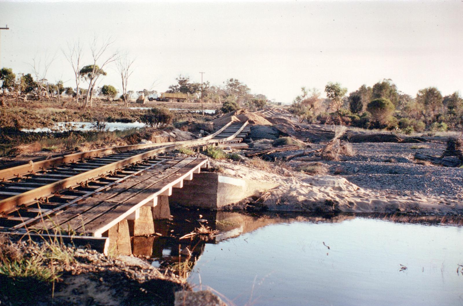 Washed out railway line near Wansborough Siding.