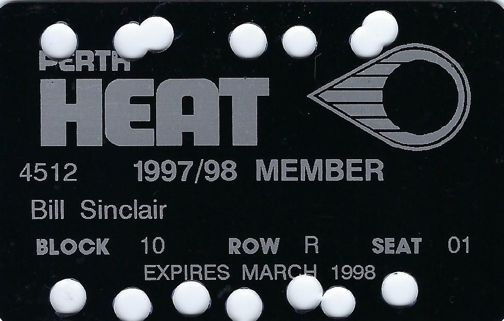 1997/98 Perth Heat membership card