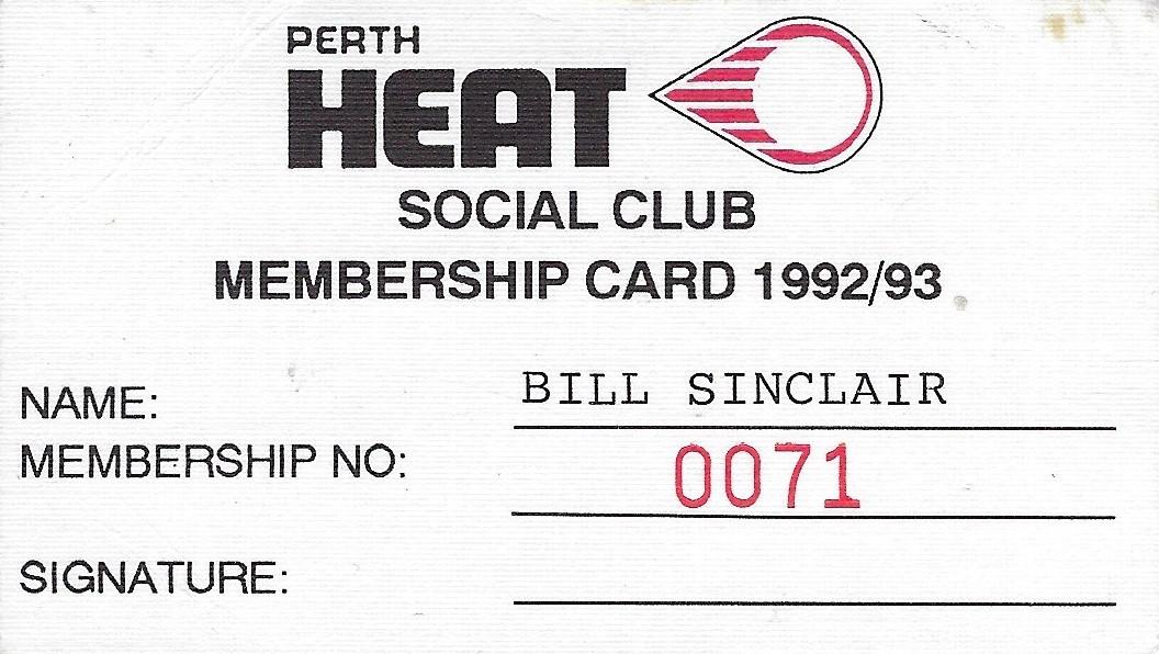 Perth Heat Social Club membership card