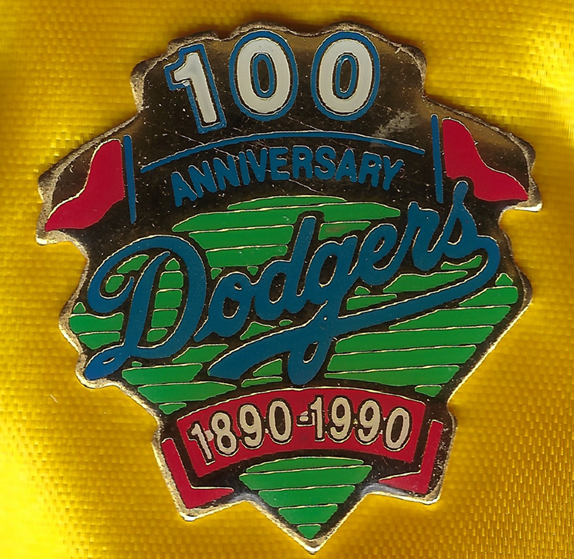 Dodgers 100 Anniversary 1890-1990 badge