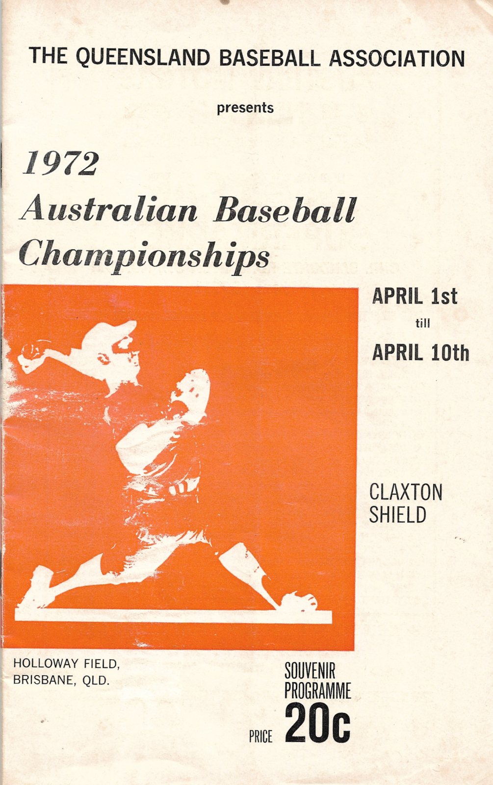 1972 Australian Baseball Championships programme (front cover)