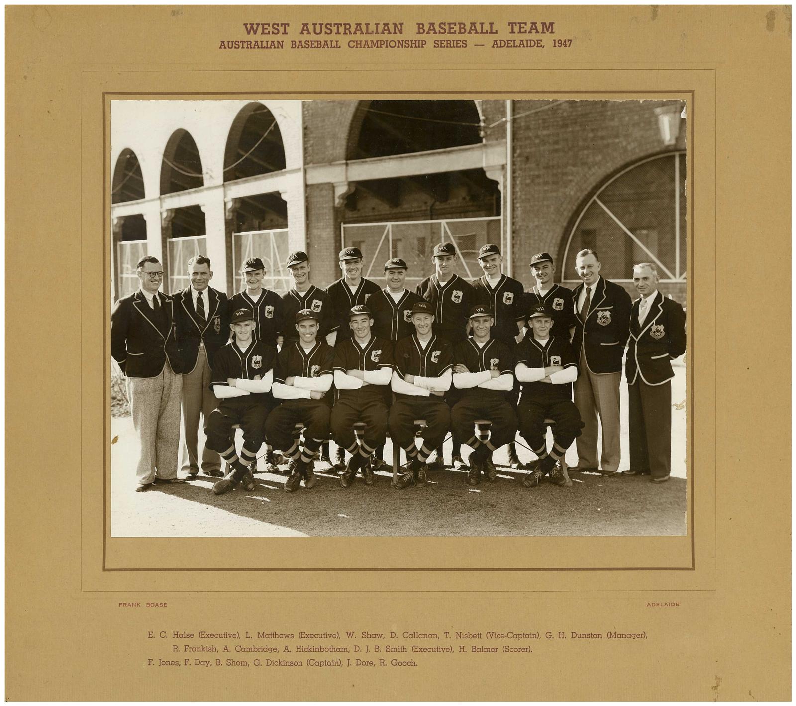 1947 Western Australian Baseball Team - Adelaide 1947