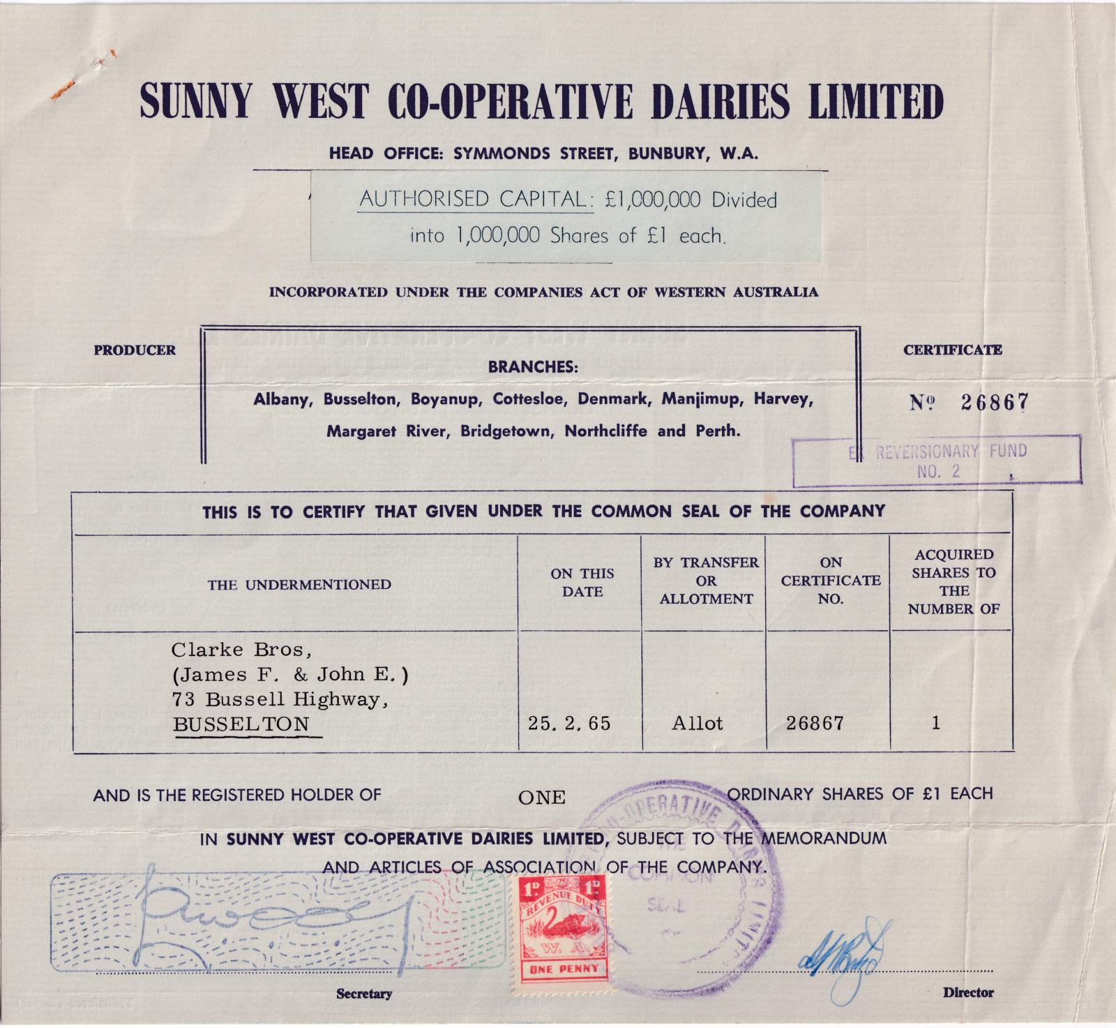 Share Certificate