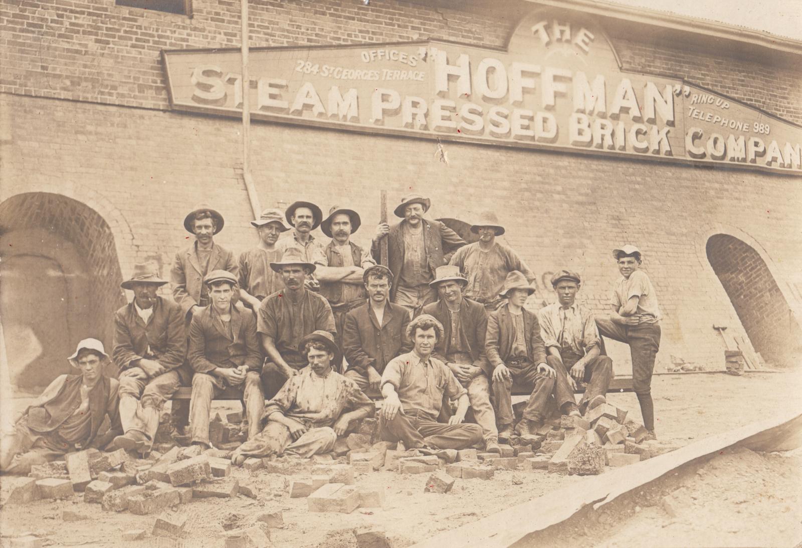 Workers outside the Hoffman brickworks.