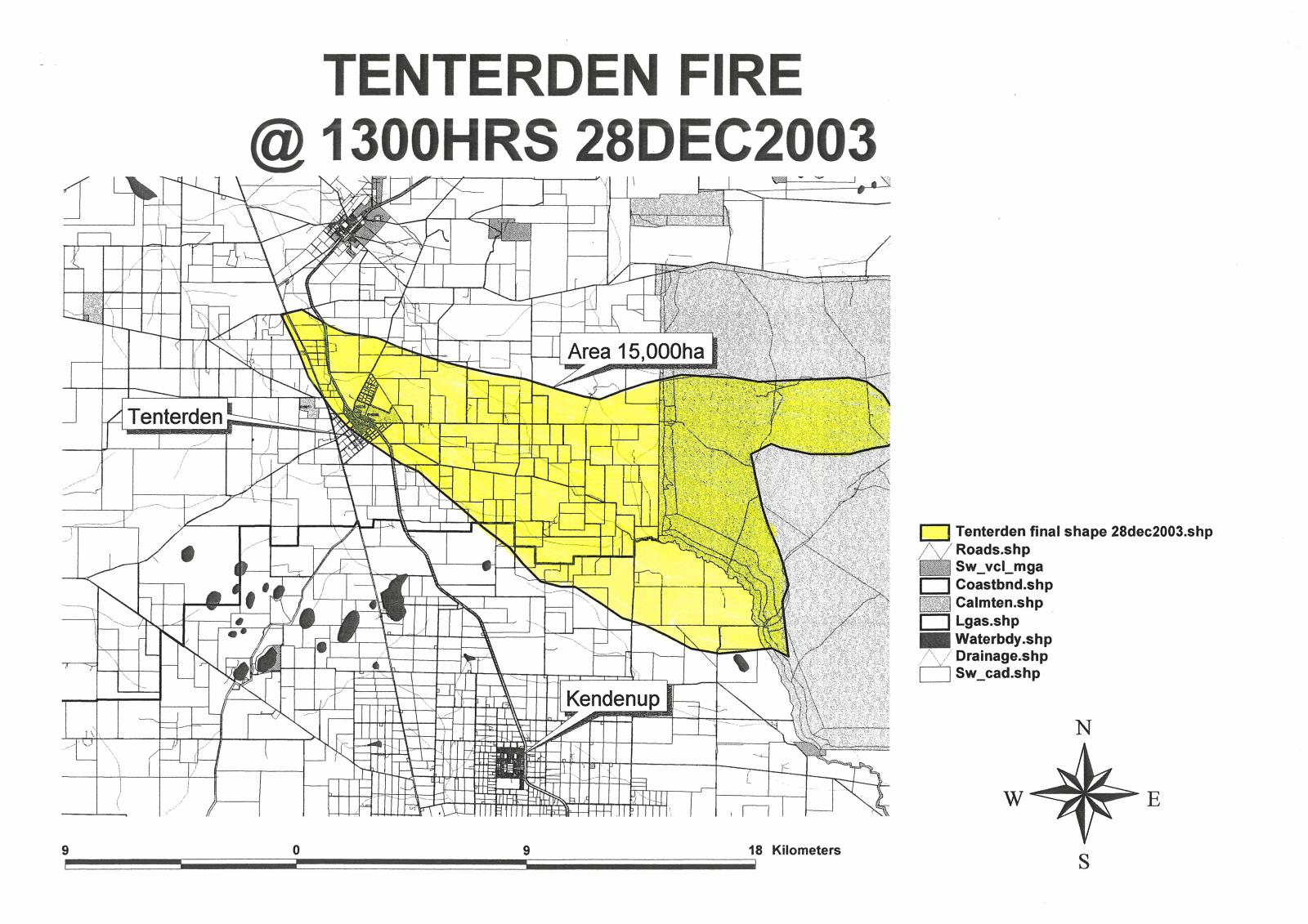 Map Of Tenterden Fire @ 1300hrs 28th December 2003