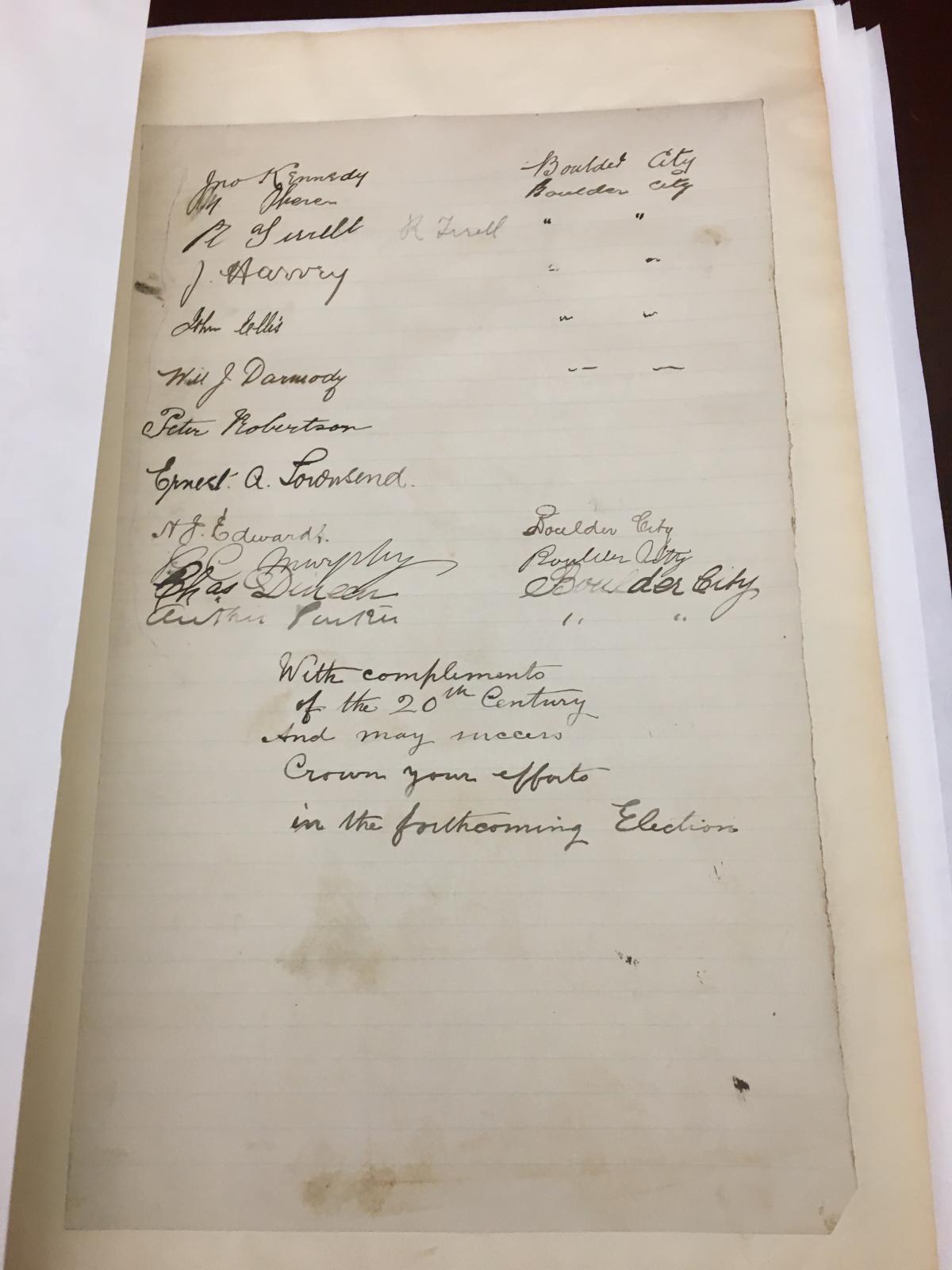 Page of signatures