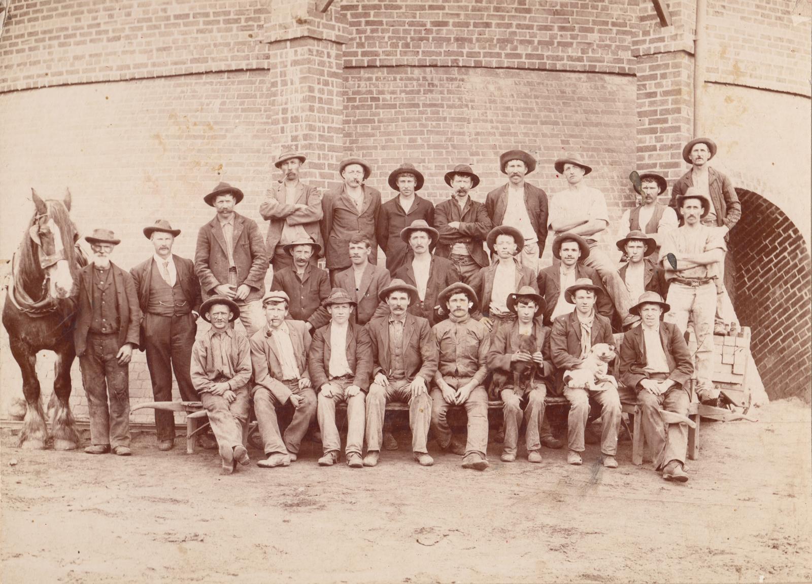 Workers at the Hoffman Steam Pressed Brick Company