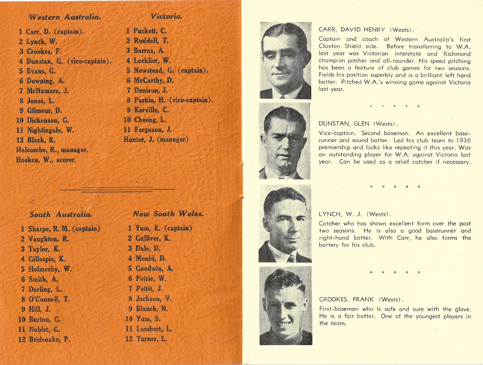 2020.61-1 West Australian 1937 Claxton Shield Programme (State teams & WA player profiles))