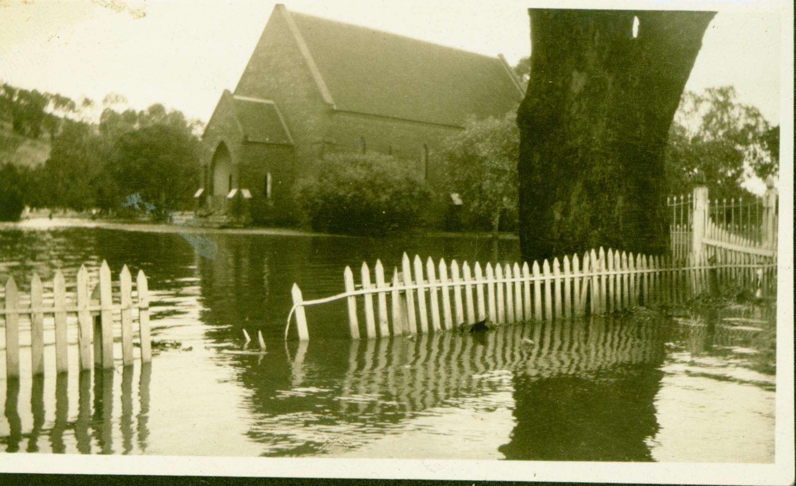 Flooding around St Stephens Church, Toodyay