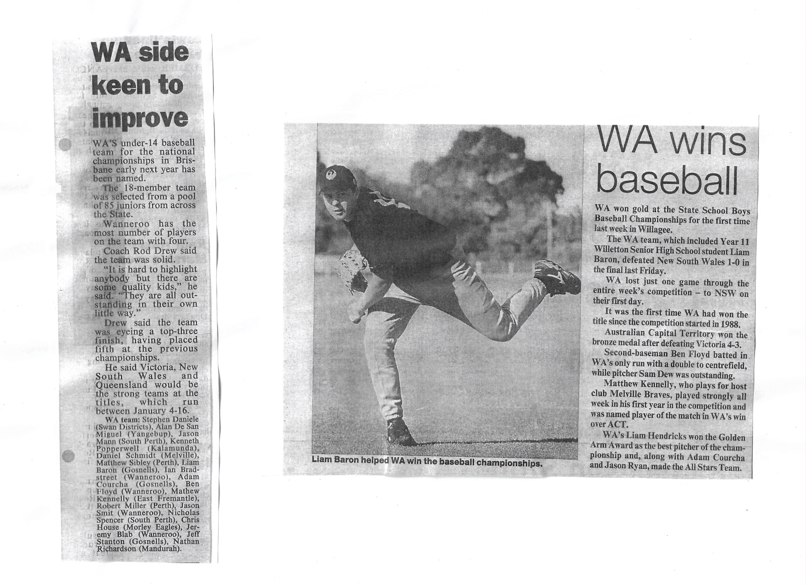 2004 Western Australian Under-14s and State Schoolboys championships newspaper articles