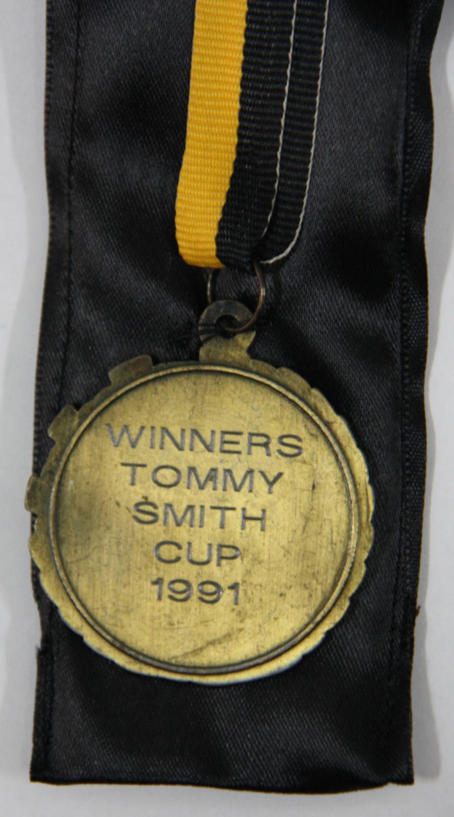 1991 WAJBL 'Tommy Smith Cup' baseball medallion (reverse)