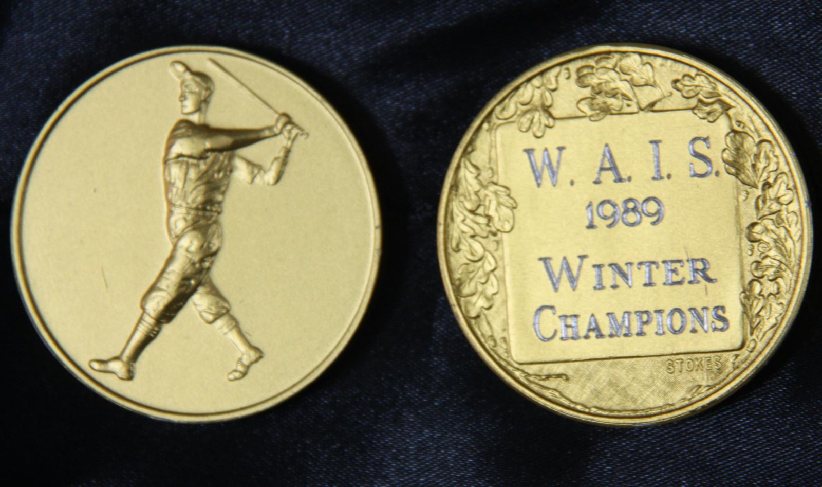 WAIS 1989 Winter Champions baseball medallions