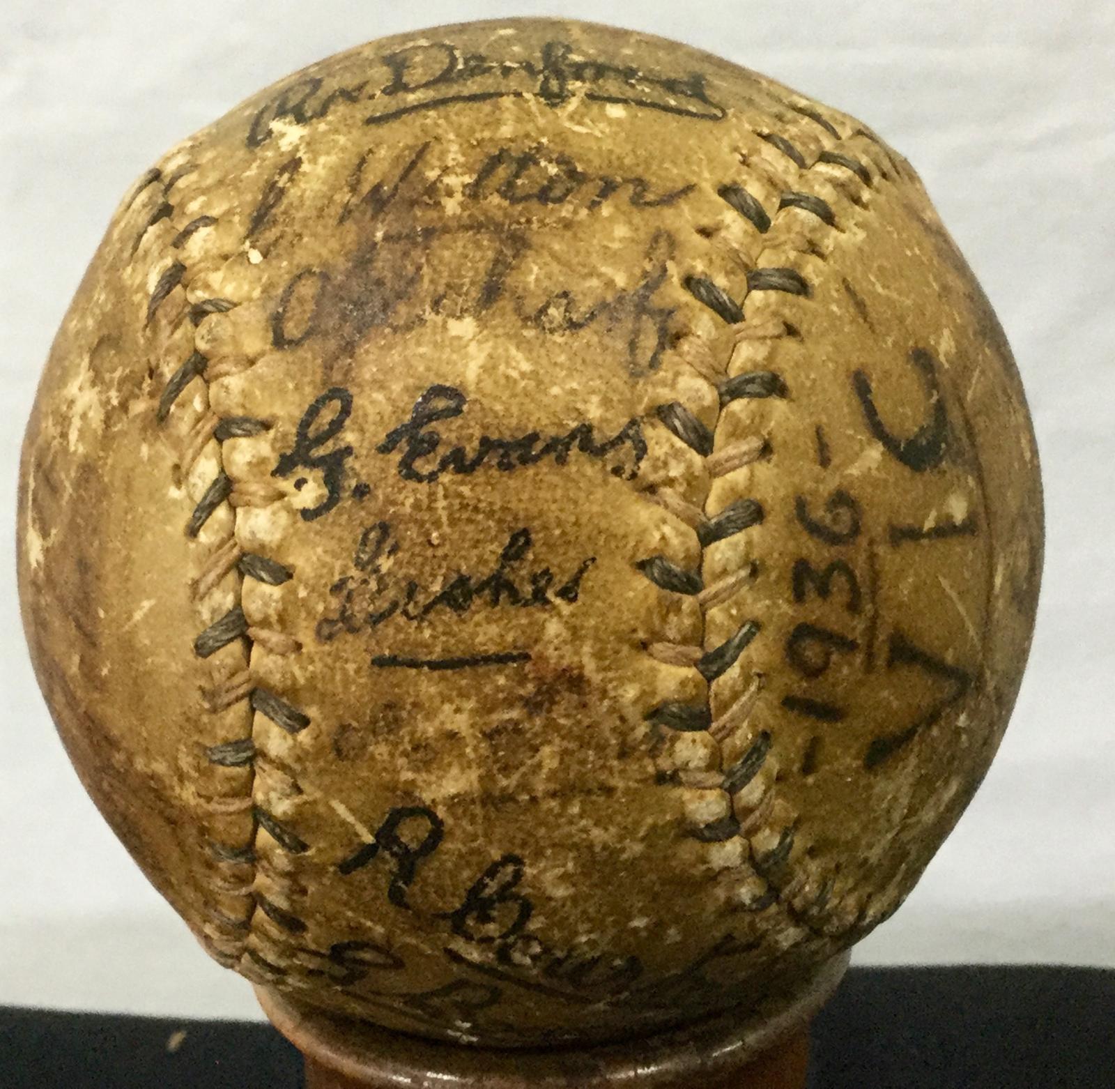 1936 signed baseball from the first games between Western Australia and Victoria