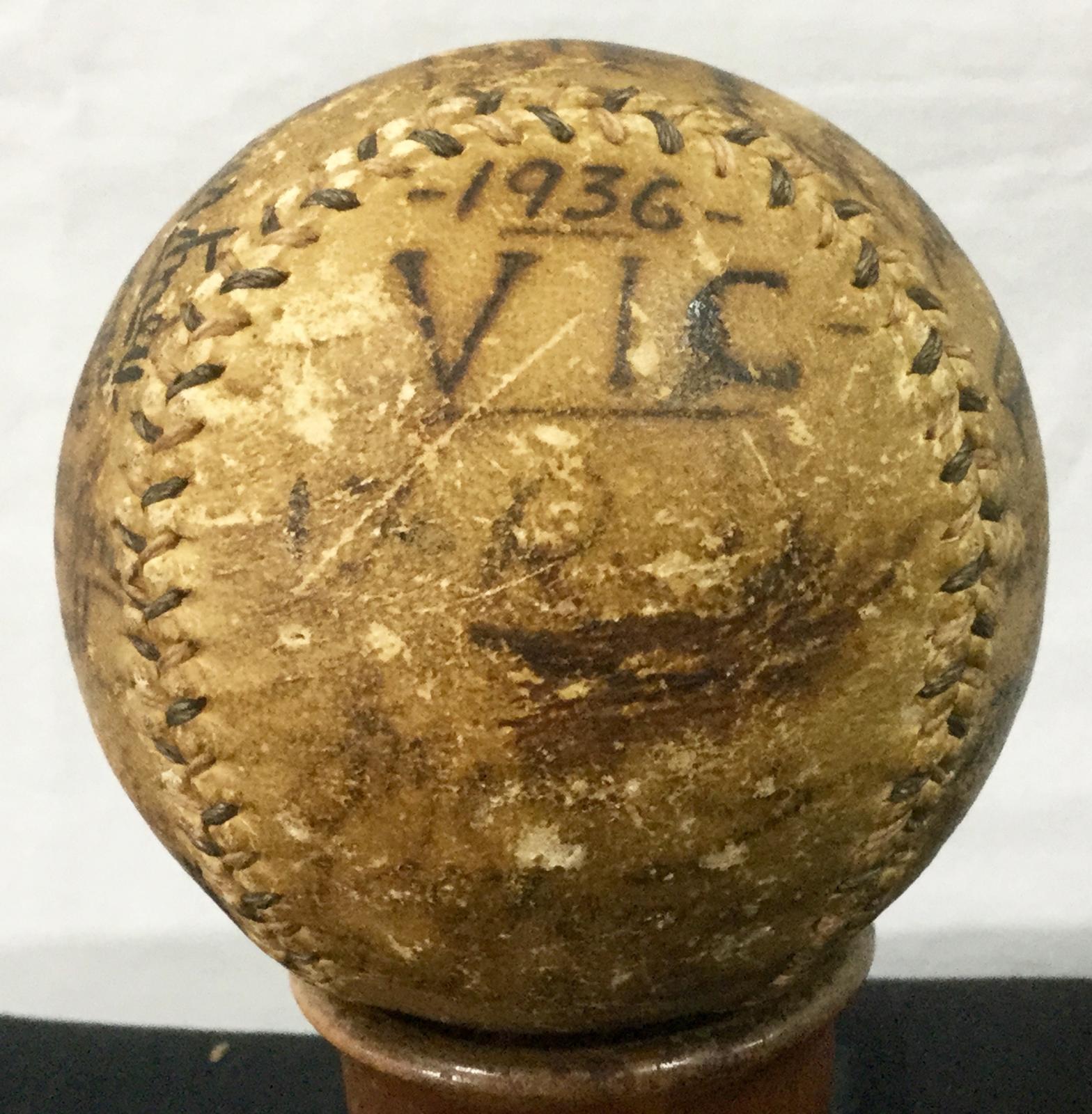 1936 signed baseball from the first games between Western Australia and Victoria