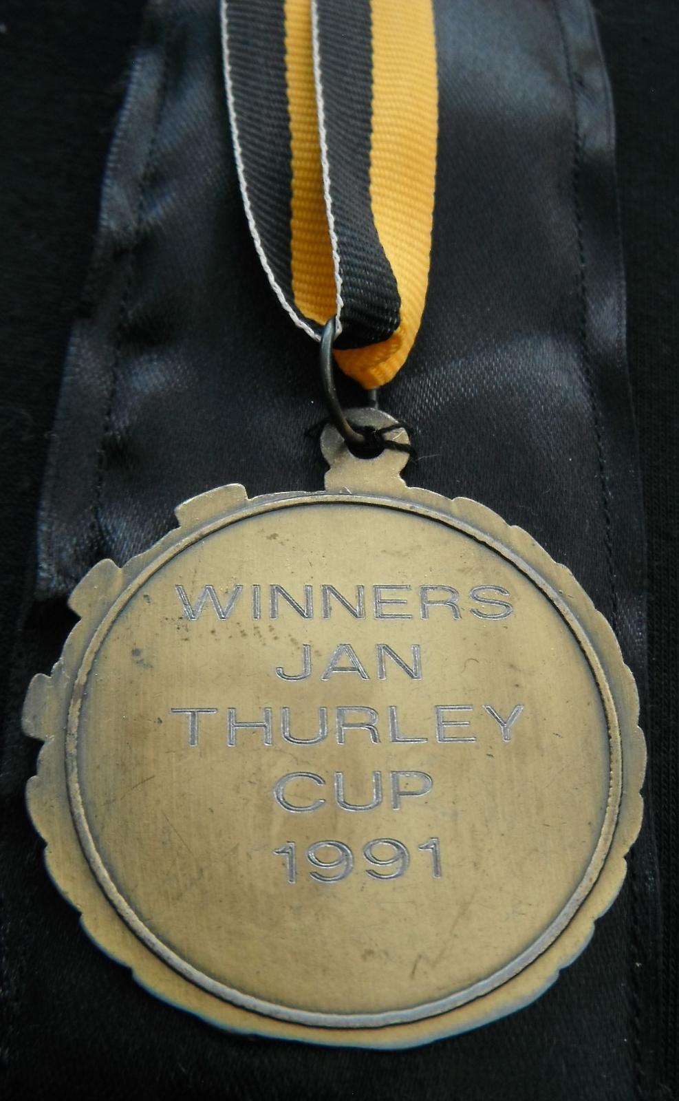 1991 West Australian Junior Baseball League Jan Thurley Cup medallion (reverse)