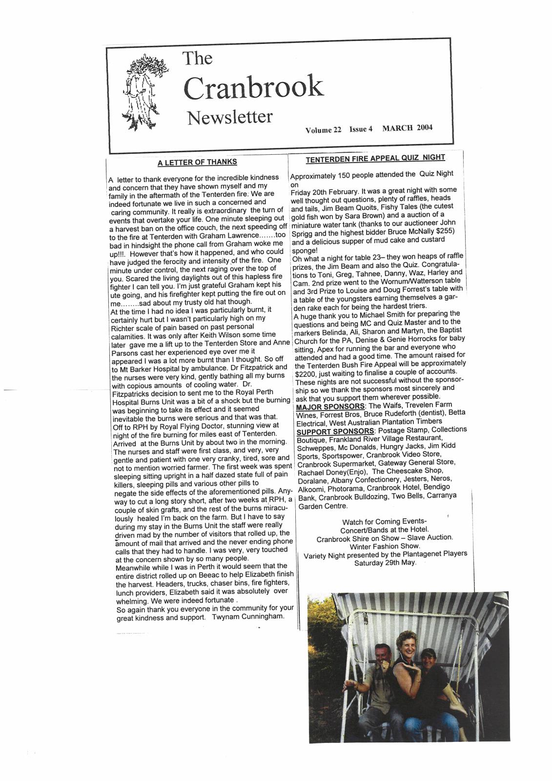 The Cranbrook Newsletter March 2004