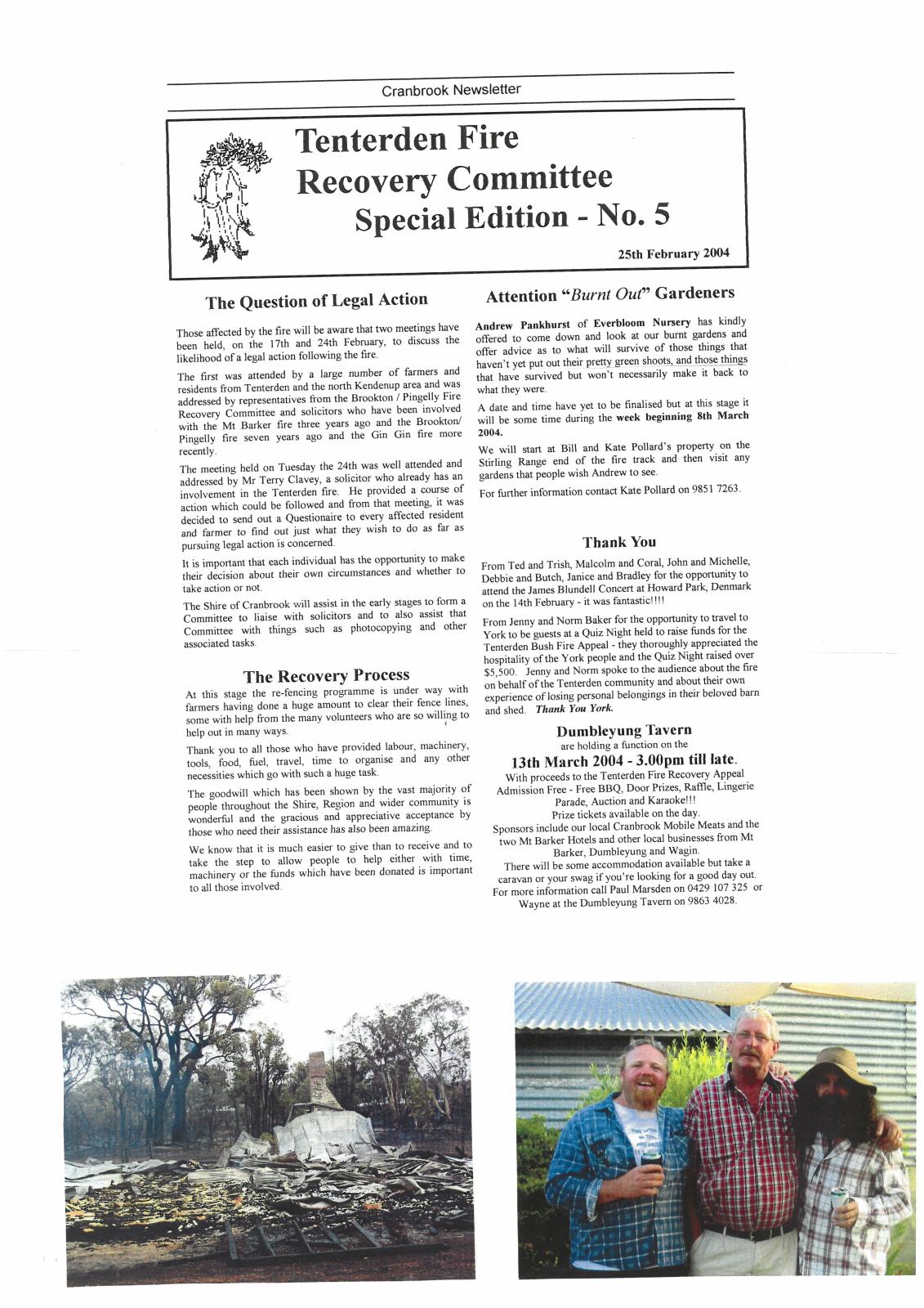 Tenterden Fire Recovery Committee Special Edition No.5  Compiled by Emma-Jane Toovey