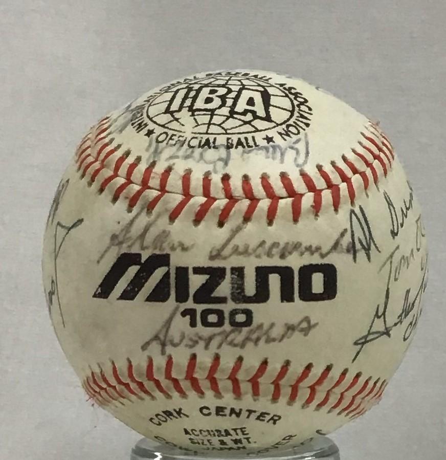 Baseball signed by International Series umpires