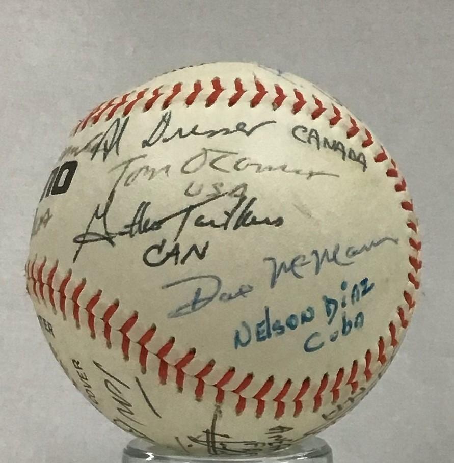 Baseball signed by International Series umpires