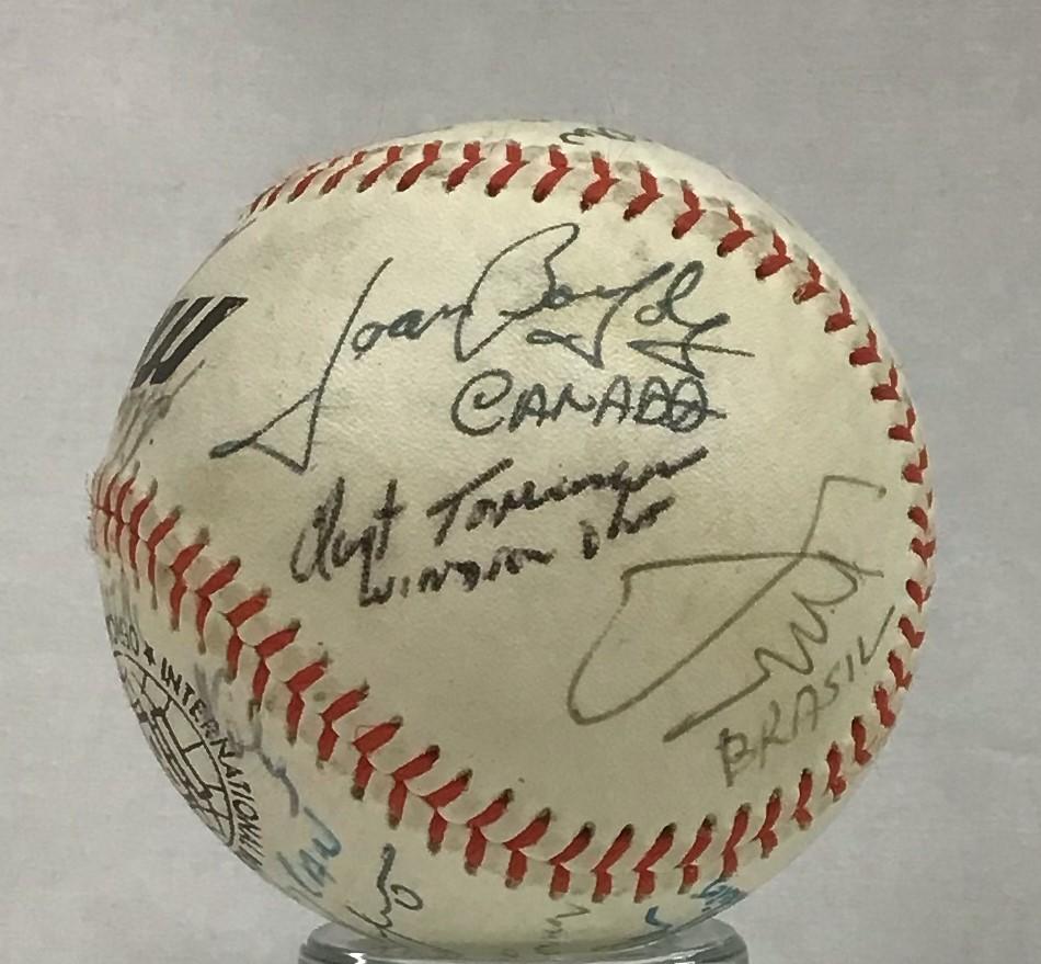 Baseball signed by International Series umpires