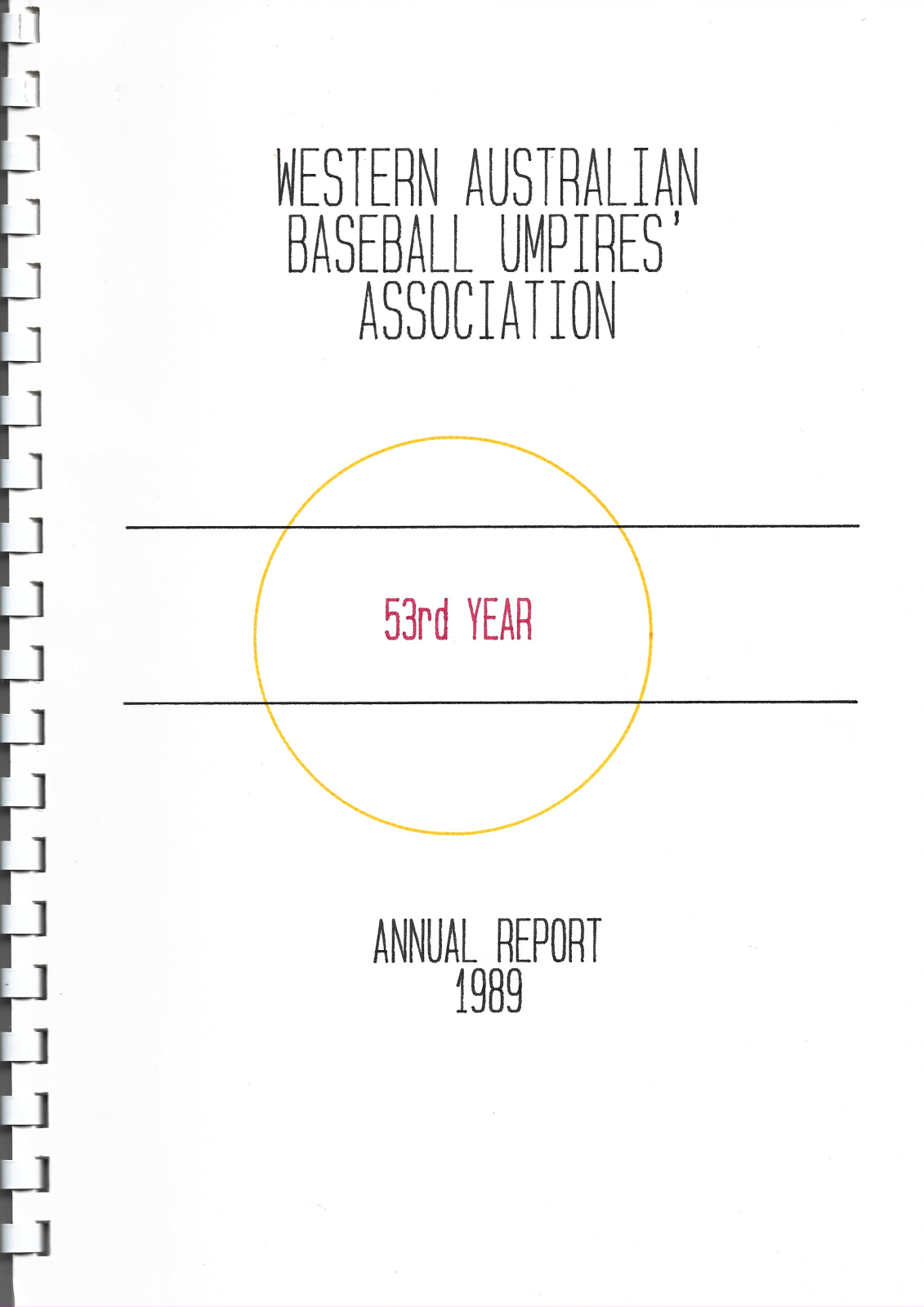 WA Baseball Umpires' Assoc. 1989 annual report (cover)