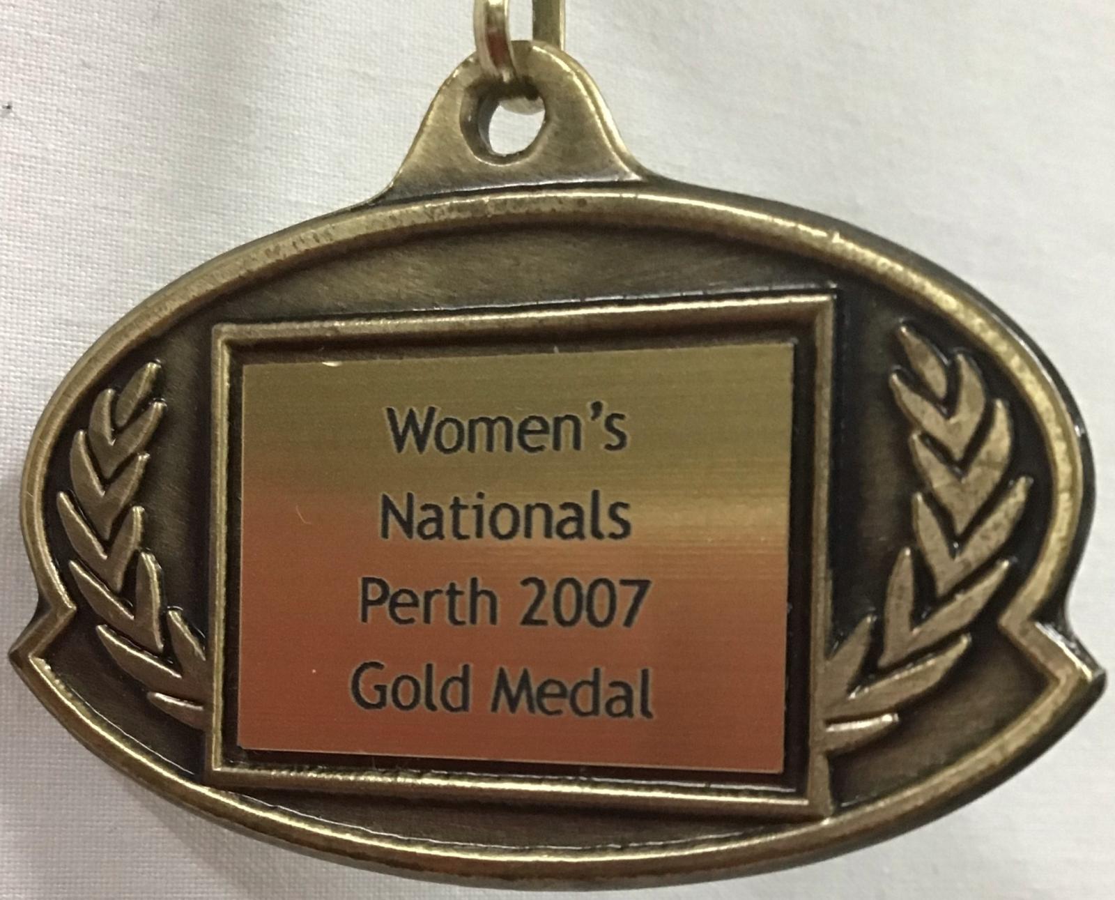 2007 Australian Baseball Women's Nationals Gold Medal (reverse)
