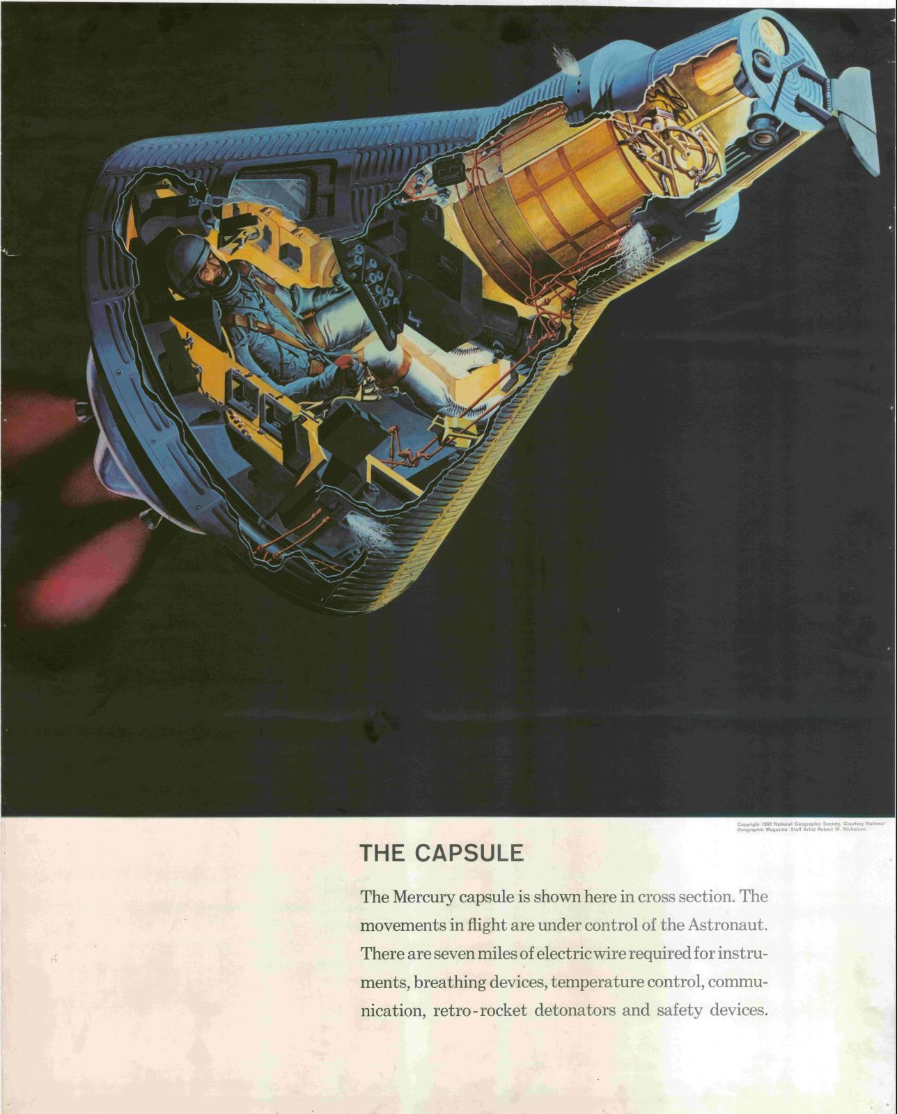 Poster of the Mercury Capsule created by NASA as publicity material