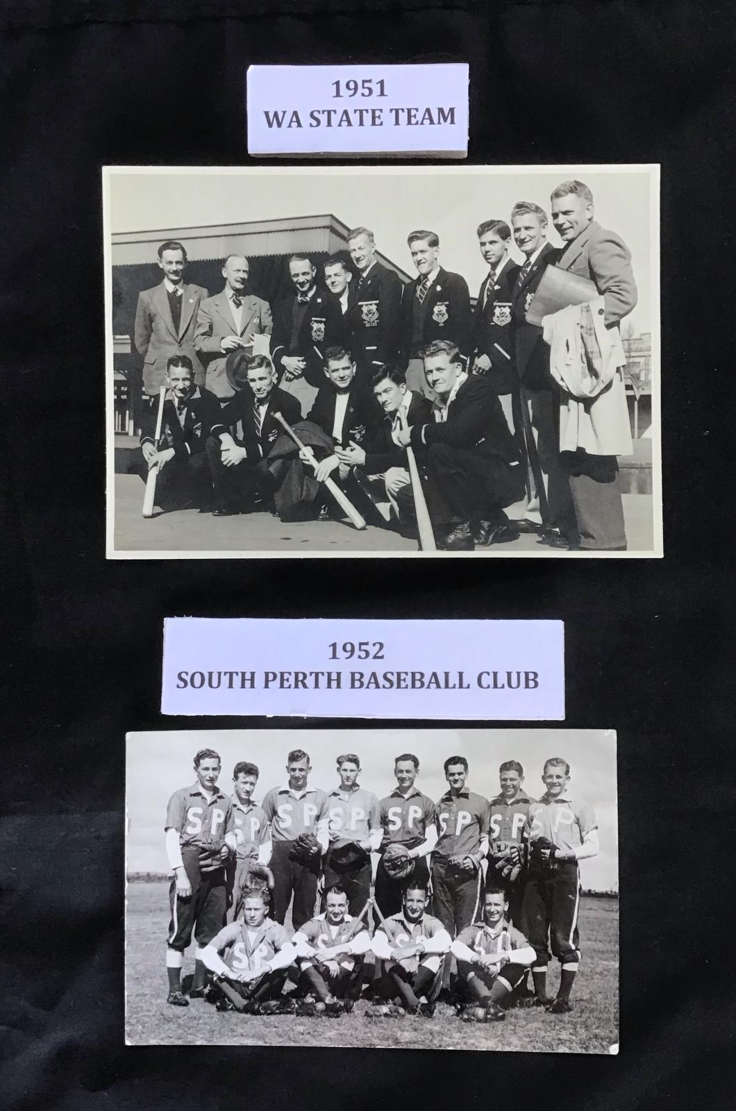 Photographs of 1951 and 1952 Western Australian baseball teams